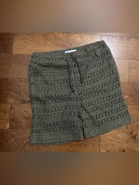 Zara Olive Crochet Knit Drawstring Skort